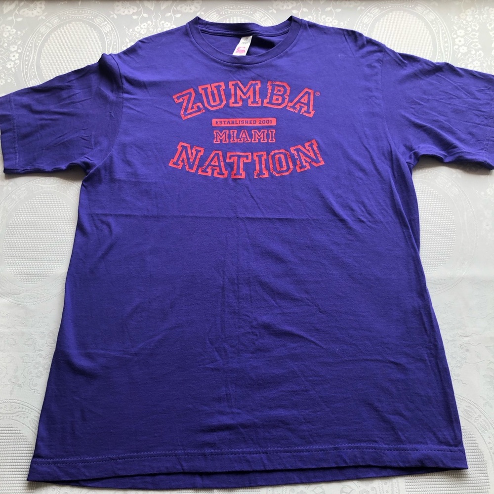 Zumba Wear Fitness Logo Graphics One Size Fits Most Purple T-Shirt Short Sleeves